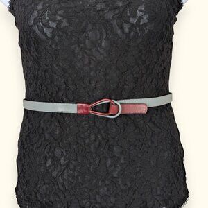 Vintage Grey & Red Genuine Leather Belt